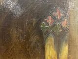 a painting of a vase with flowers in it on a table