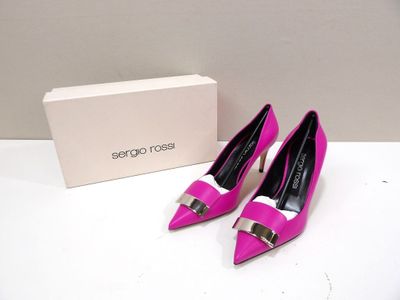 SERGIO ROSSI - Taille 38 - Escarpins en cuir d'agneau rose f…