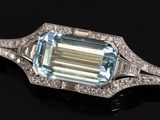 an art deco aquamarinee and diamond ring