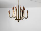 an image of a chandelier with six lights hanging from the ceiling