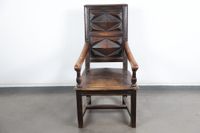 Fauteuil dit Chayère en chêne à dossier pointe de diamant, l…