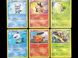 the pokemon cards are lined up on a black background