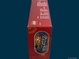 a red box with a picture of a nutcracker on it