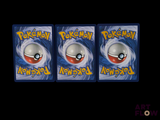 three cards with a picture of a pokemon character on them