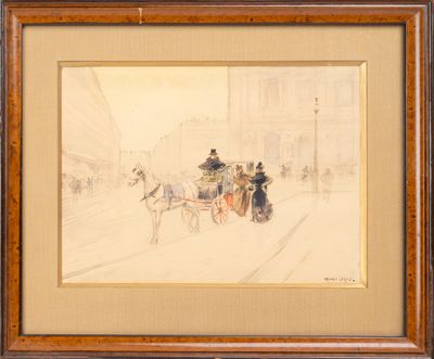 Francis GARAT (1853-?), "Le cab", Aquarelle et crayon signée…