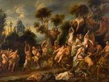 an image of a painting of a group of naked men in a wooded area