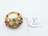 an image of a gold ring with multi colored stones and a price tag