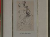 framed drawing of a man and a woman sitting on a bench