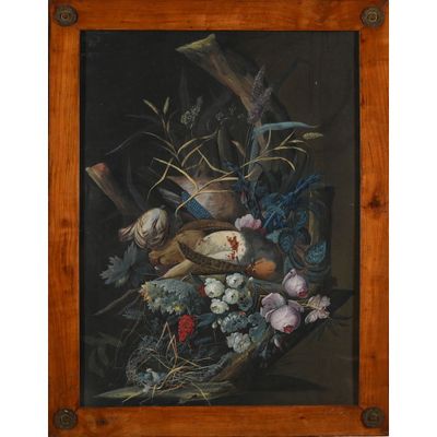 VIDAL Louis. (1754-1807). « Composition aux fleurs, tronc et… - Photo 1