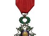 un gros plan d'une médaille sur fond blanc, avec un ruban rouge