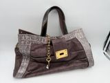 michael korsh crocodile embossed leather and sued tote bag