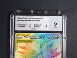 a close up of a pokemon card in a plastic case
