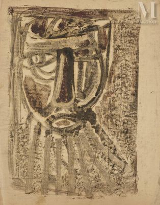 un vieux dessin d'un visage d'homme avec un chapeau sur la tête