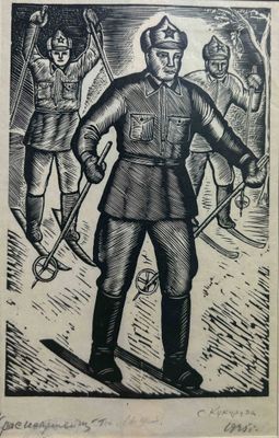 une image représentant un dessin en noir et blanc d'un homme à skis