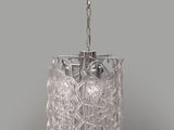 a close up of a glass chandelier hanging from a ceiling