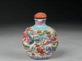 chinese enamel snuff bottle decorated with flowers and birds