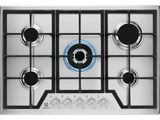 une image d'une cuisinière en acier inoxydable à quatre brûleurs