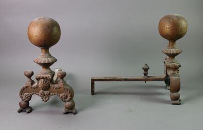 pair of antique cast iron candlesticks with turned bases