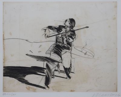 Claude WEISBUCH (1927-2014) Le violoniste Aquatinte signée a…