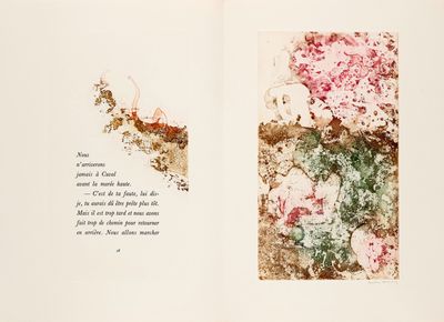 an open book with a picture of flowers and a poem on it