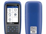 un gros plan d'un téléphone portable avec une coque bleue