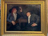 a painting of two men sitting at a table