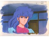 an image of a woman with blue hair and a pink shirt