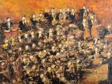 painting of a large group of people gathered together in a room