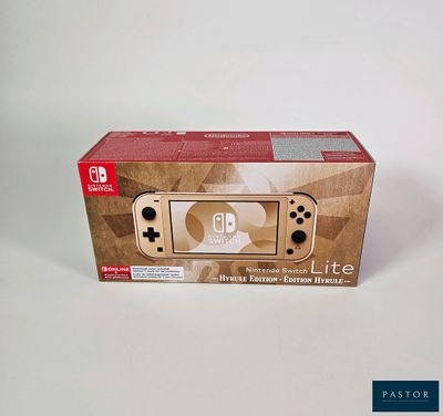 packaging for a nintendo switch lite in a cardboard box on a white surface