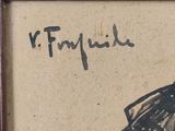 dessin représentant un homme portant un chapeau et un manteau, une cigarette à la bouche