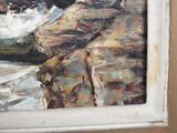 a picture of a painting of a man on a boat