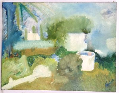 TOULEMONDE (XXe). "Paysage", huile sur toile, signée en bas …