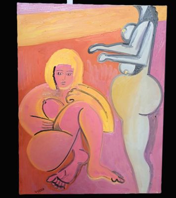une image d'un tableau représentant une femme assise sur une chaise