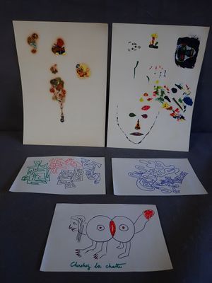 Lot de 5 dessins contemporains à identifier dont 1 intitulé …