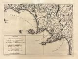 an old map of the united states of north america with a line of roads