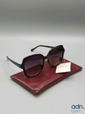 a close up of a pair of sunglasses on a red case