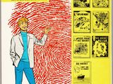 the cover of a comic book with a drawing of a man holding a fingerprint
