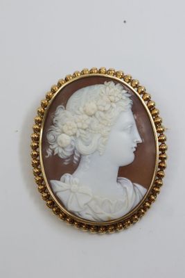 a close up of a picture of a woman ' s head in a gold frame