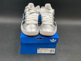 adidas superstar leather trainers in white and silver