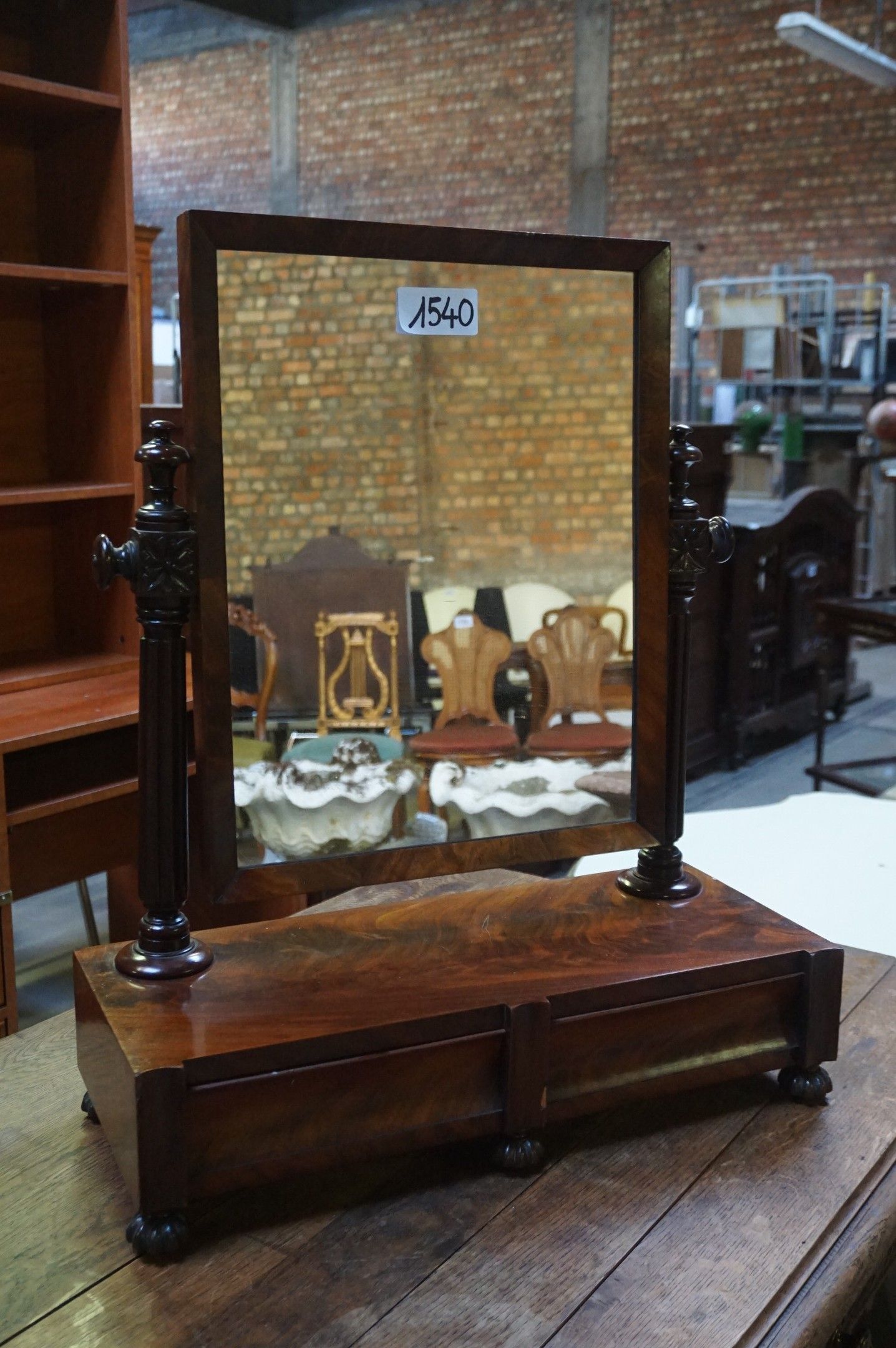 Miroir de table du XIXe siècle en acajou - avec 2 tiroirs - …