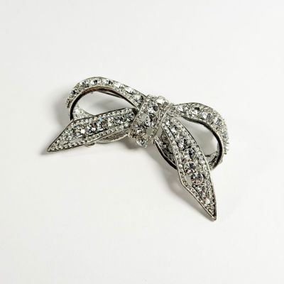 Broche en forme d'arc du Rhin, couleur argentée, avec des pierres transparentes