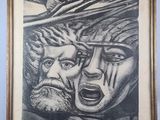 un dessin représentant un homme barbu et une femme dont on ne voit que le visage