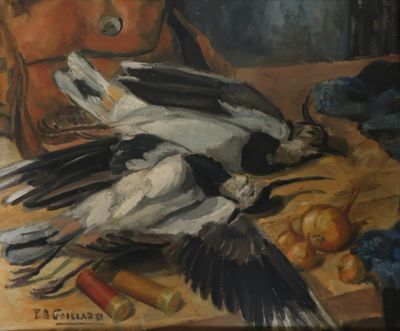 un tableau représentant un oiseau posé sur une table