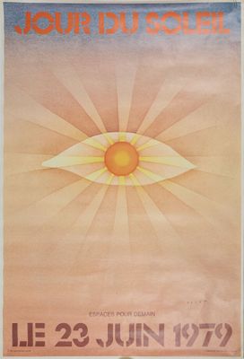 une affiche pour le Salon aéronautique de Paris, avec un soleil dans le ciel