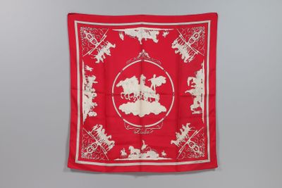 HERMES, Paris. Philippe LEDOUX. "Phaeton". Carré en twill de soie à dé