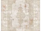 a beige rug with a picture of a woman on it