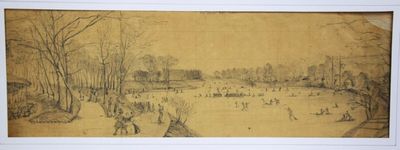 Patinage, "le tour du lac" (XIXe), scène de patinage sur un … - Photo 1