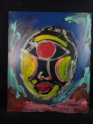 peinture représentant le visage d'une femme sur fond noir