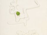 drawing of a man with a green leaf in his hand