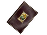 a brown book with a picture of a man and a woman on it